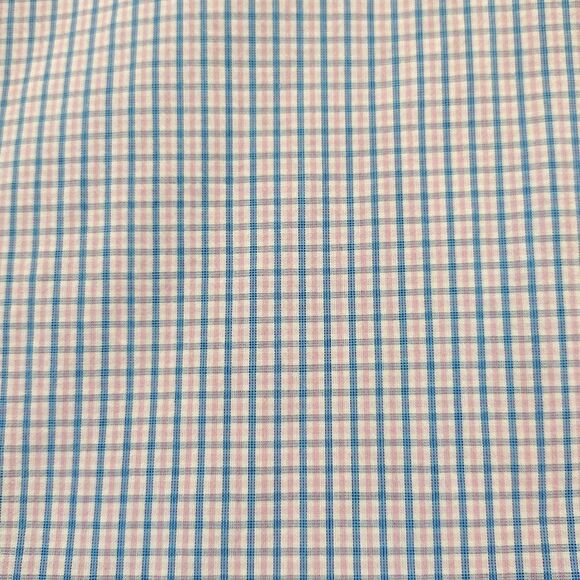 Croft&Barrow Button Up Shirt Men 18 34/35 Easy Care Classic Fit Blue Pink Plaid - Picture 10 of 11